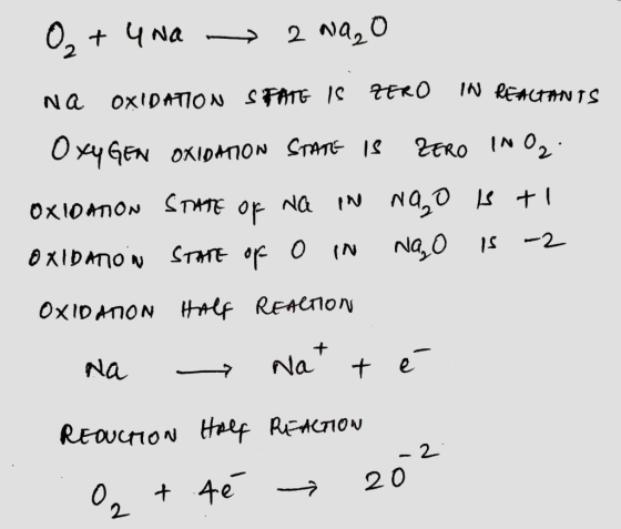 + 4 na 2 nao Na OXIDATION SFANG IS ZERO IN REALIAN IS Oxy GEN OXIDATION STATE is ZERO INOZ OXIDATION STATE of na one nao isti