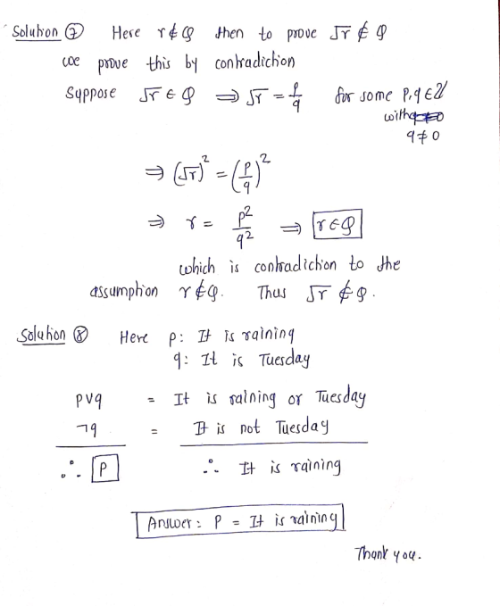 sr € 8 Solukon ® Here r& we prove this by suppose reg then to prove contradichion JT = 16 for some P.q El with a to 90 = (171