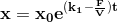 \mathbf{x=x_{0}e^{(k_{1}-\frac{F}{V})t}}