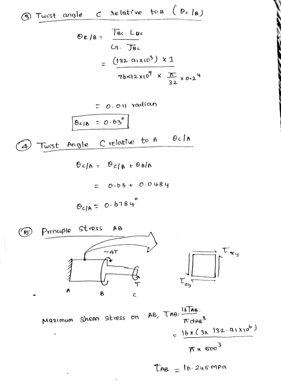 Twist angle С relative to B (Ocle) TBc. LBC Or/8 = こ cr. JBL (132.91X103) x 1 76.92X109 x I X0-24 32 : 0.011 radian OLIB = 0.