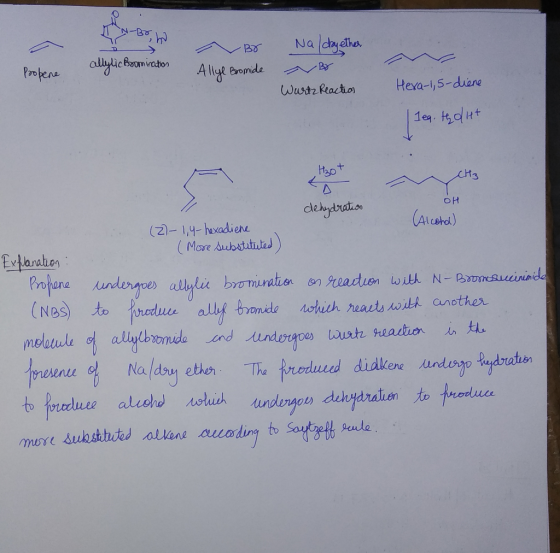 h allylic Bromination a By Allye Bromide Nal day ether BE Wartz Reaction Probene Hexa-1,5-diene leg. Hy dit Hot CH3 dehydrati