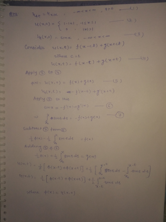 t70 (2) L(x0)=5 1-1x 1 x$ 3) Censiolr 4(2it)(x-ct) +g(xtct) 2shere c=L 4Cxit)TN-t) +7x+) Apply to G (S) T= f(7) +gix) 49- el,