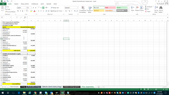 Vendor Payments.xlsx Trulyser.xlsx - Excel X FILE S. HOME Chit FORMULAS DATA REVIEW VIEW INSERT PAGE LAYOUT Calion - 11 La Co