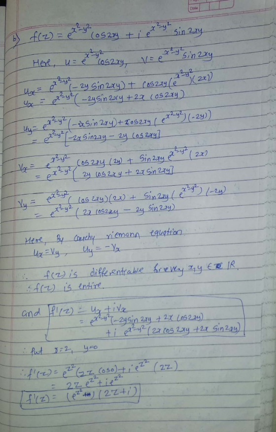 b) f(2)= px y z By tiery sin 2xy. Here, u = et oszty VE y Sinary. a = przy Sin2xy + cos2ay ( 2 ) ( 2x1). 4 = tye (-2y sinzory