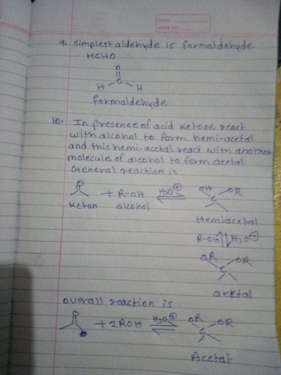 4 simplest alidehyde is fartmaldeyde 0 1H formaldehvde withalcohal to form hemi-auta and tnis hemi-acetal xeack witm ana her