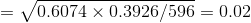 =\sqrt{0.6074\times 0.3926/596}=0.02