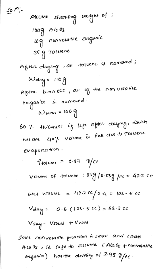 som Pжкоме #алла алды он: 100g Al2O3 log non volatie Organic 35 9 τοιυεου Aften drying an toluene is removed; Wdry= nog Aften