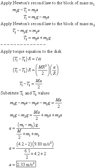 Apply Newtons second law to the block of mass mi mg-7 = ma 7; = m 8-ma Apply Newtons second law to the block of mass m, Ty