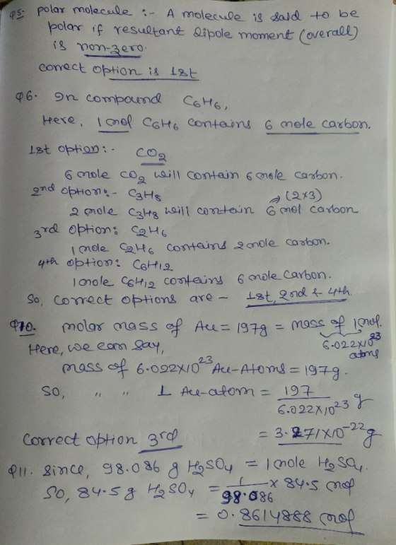ps: polar molecule :- A molecule is said to be polar if resultant dipole moment is non-zero. comect option is ist (overall) 9
