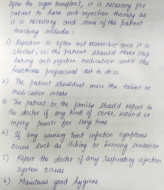 After the organ transplant, it is necessary for patient to have anti-rejection therapy as it is necessary and some of the pat