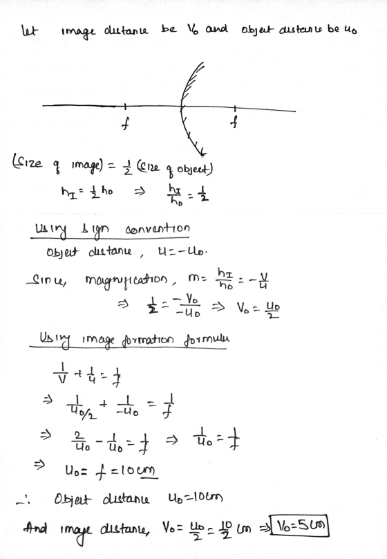let image distance be 1% and object distance be up f to (size of image) = ² (Size q object) hi = £ho -d Using sign convention