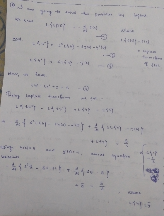 an +o Loplae aoing Kuis problen ay We know d F(s) 2 - L 17 amd Sy co)-lo) Lap laea transfomn 2 -y(o) hawe, Nouo We ty - ヒッ
