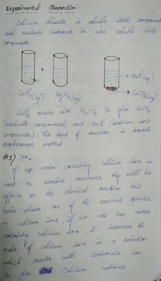Experimental Calcium and sodium compounds becamation: chlaude is Carbonate is soluble also ionic soluble compound lance Nadl