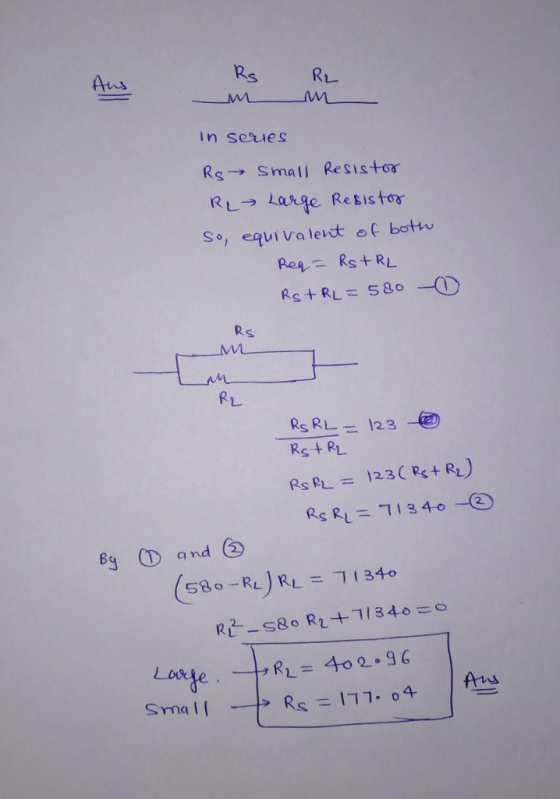 iW in sesues RS, Small Resistor RLLage Resistor So equivalevt of botw Rs + RL = 580-0 RL. Rs+RL @p9し写 nac4x4吣 Rs R1 =71340-O