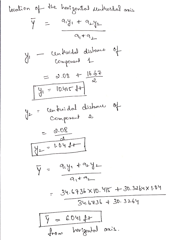 location of the hori horizontal centroidal anis < = qiy, + 9242 9,892 of yo centroidal distance component 1 2.08 + 16.67 2 10