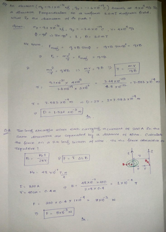 desection Perepeneticdare to cuniforem 3.O mT oasneric feelo! terar the diametere efHu Path? toe kos 2. -2ら -31 3.64 x 10 เจ้