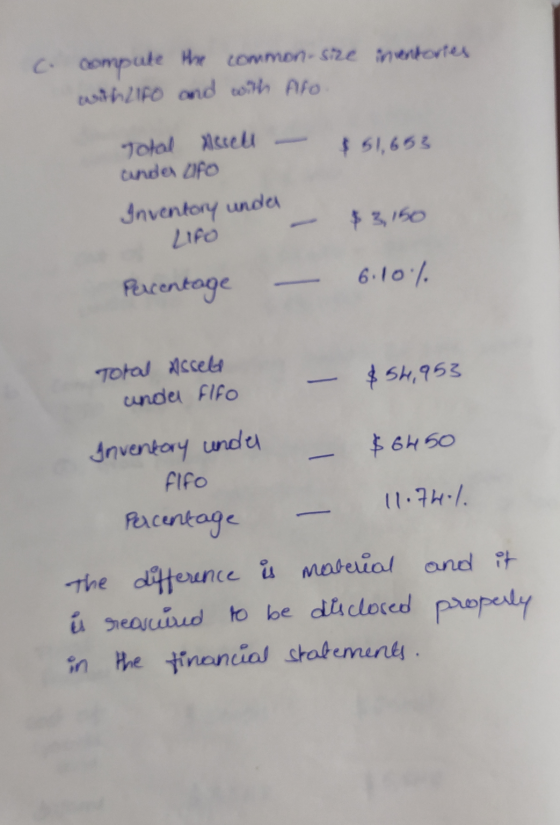c. inventories compute the common size with Zifo and with Alfo. Total Accell - $ 51,653 ander zifo Inventory unda LIFO - $ 3,