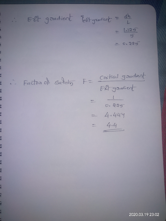 E . Est gradient peut gradient = sh - 1.125 - 0.225 u. Factors of sately Csitical gradient F = 5 Eul gradient H1 TT 11 0.225