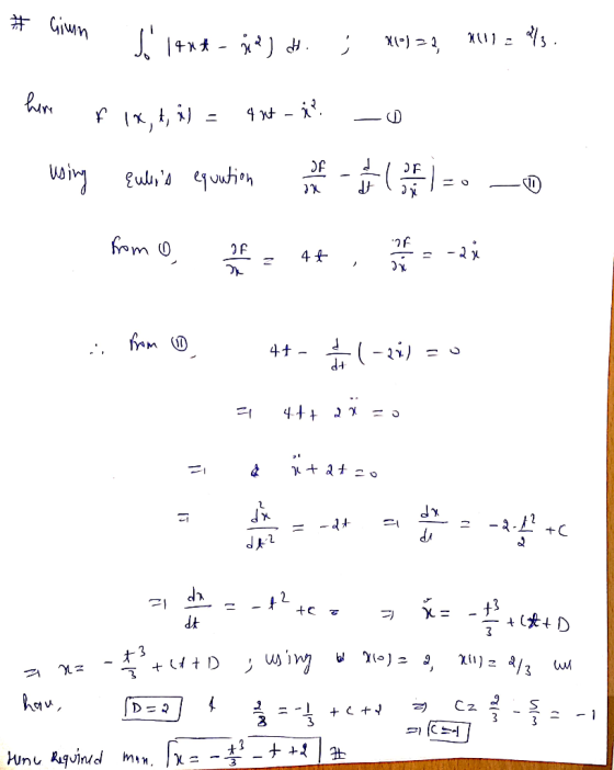 # Gimn . I 140* - I14**- id) H. 2 ) a ; X1•)??, 1411 = (3. here f 1x, t, 3) = qut-il - - using Eules equation of the ( 2