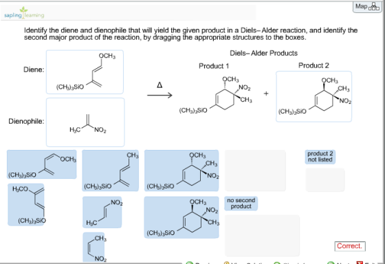 Mapoob sapling learning ldentify the diene and dienophile that will yield the given product in a Diels-Alder reaction, and id