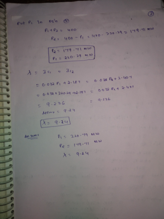 put Pi in een PitP2 = noo P2: 400 - 1 = 400-220.29 = 179.11 mW P2 = 179.71mw P = 220.29 s = Ia a dia 0.028 P₂ + 2.407 -0.032P