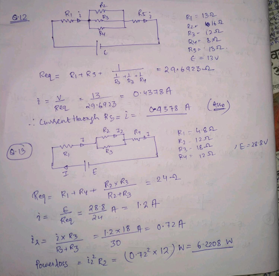 am Ri R5; बासी 0.12 R3 R1 = Ry 132 R210162 Rz - 122 Ry= 852 Rs. 132. लेती 16 a 6 = 13v = 29.69232 3 Req= RltRgt I tt & L R2 R
