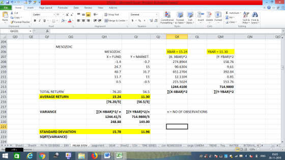 STATS - Microsoft Excel (Product Activation Failed) Add-Ins File Home Insert Page Layout Formulas Data Review View - 2x % Cut