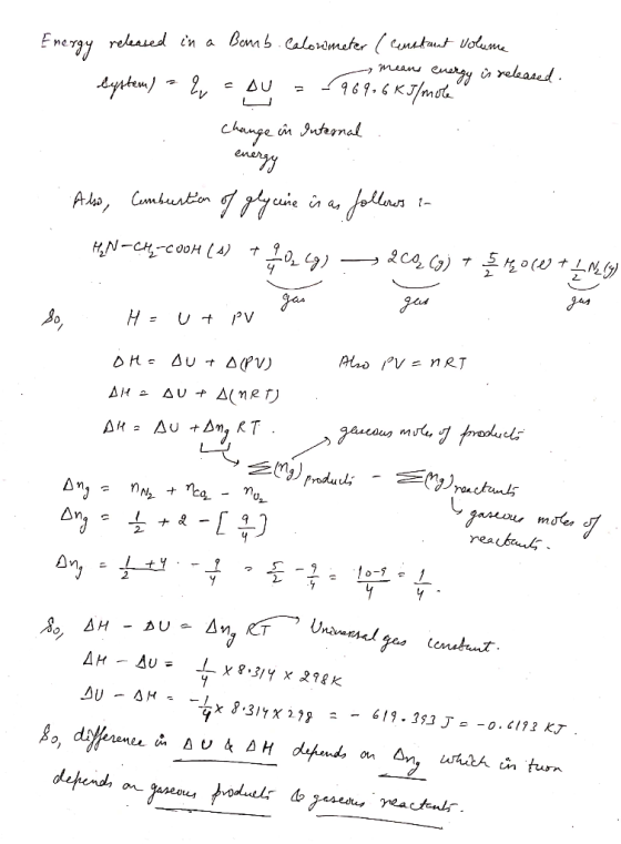 Energy released in a Bennb. Calorimeter ( Censtrueut volume - means energy is released. System) * Ey soy = -969,6 kJ/motey .