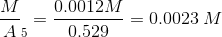 0.00121 -= 0.0023 M 0.529 A 5