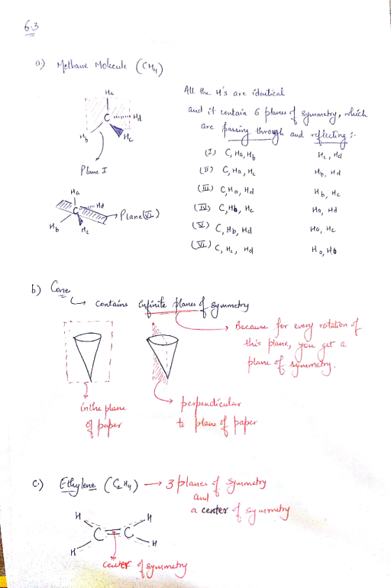 0.) Methane Mokeute (Chu) С НА All the its are identical and it contain 6 places of symmetry, which are passing through an