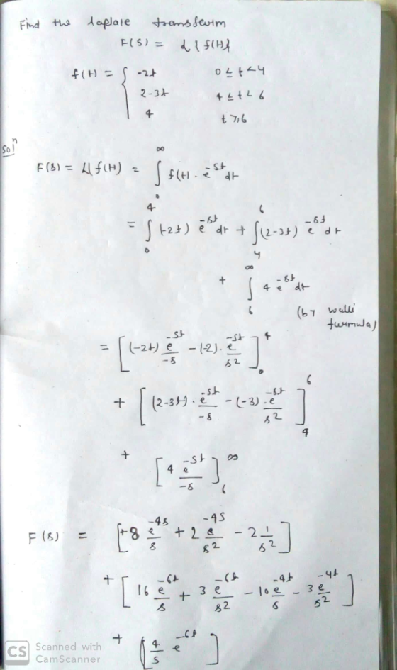 I Find the taplate troms sevim F5) = { $(HA f(t = 1-2t ozta4 2-37 42tL6 t 716 F(b) = A (H) d -64 e dr e dr 야 walli twemwa) SE