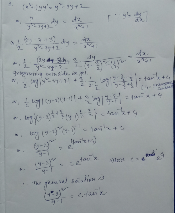 y [ : y= dy du aa (x²+ 1) yys gr 34+2 dy az yk3y +2 2+) (2y - 3+3) da -34+2 arti (24 ay - 3)dy 3 yr 34+2 Integrating boths