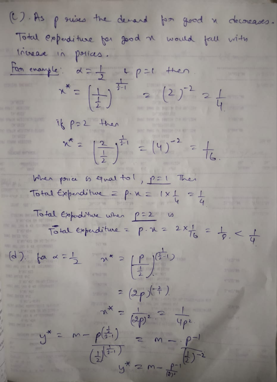 (C). As prises the Total expenditure for Increase in polices. foon enample: 2= | demand for good a decreases. good n would fa