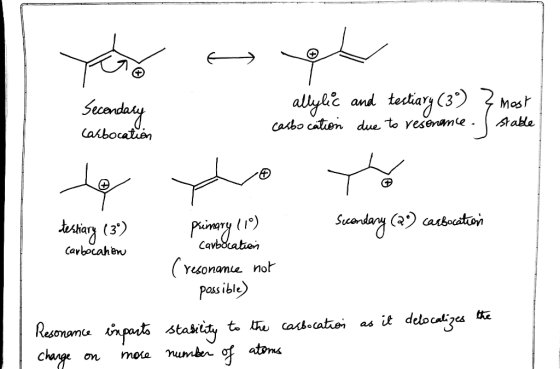 You ough Secondary allylic and testiary (39) > most carbocation due to resonance. I stable Cakbocation to yo Yo Seconda Bocat