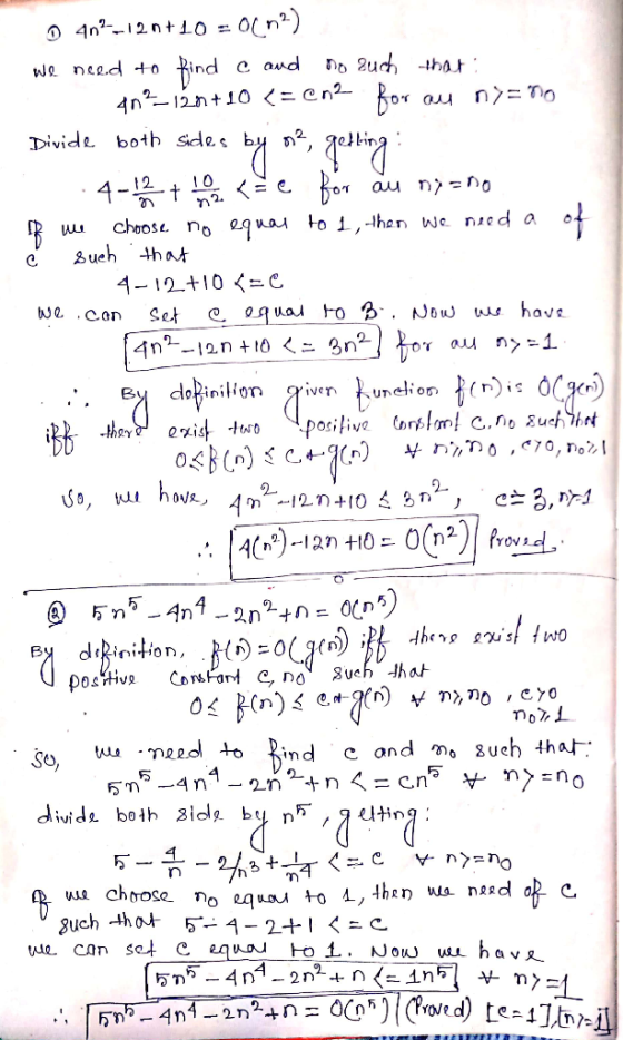 Ocn) 4n22nt10 = ind 4n2-12n10 <=cn2 Ror Do 2uchthat We nee.d+o Divide both sides n2 4-2t 10 au n-no choose no 29ua to i,-hen
