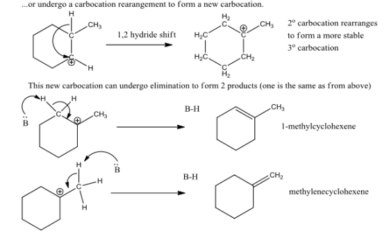 ..or undergo a carbocation rearangement to form a new carbocation. 2° carbocation rearranges to form a more stable 3 carbocat