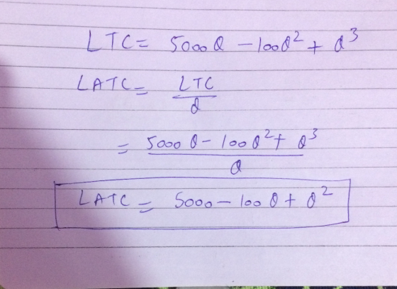LTC = LATC 5000 d - lood²+ a3 LTC o - 5000 0-100 0²7 83 LATC - Sooo - loo 0 + 0²