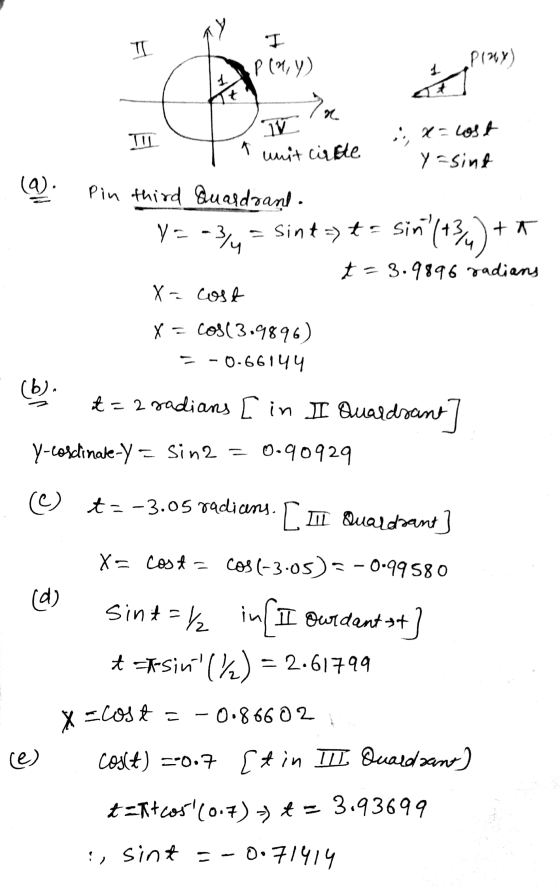 xY TI Play) 1 + I P(ny) 7 TV a unit cirkte Tu x = lost y asint (Q). Pin third Qualdran. V = - 3y = Sint-> += sin(434) ++ t =
