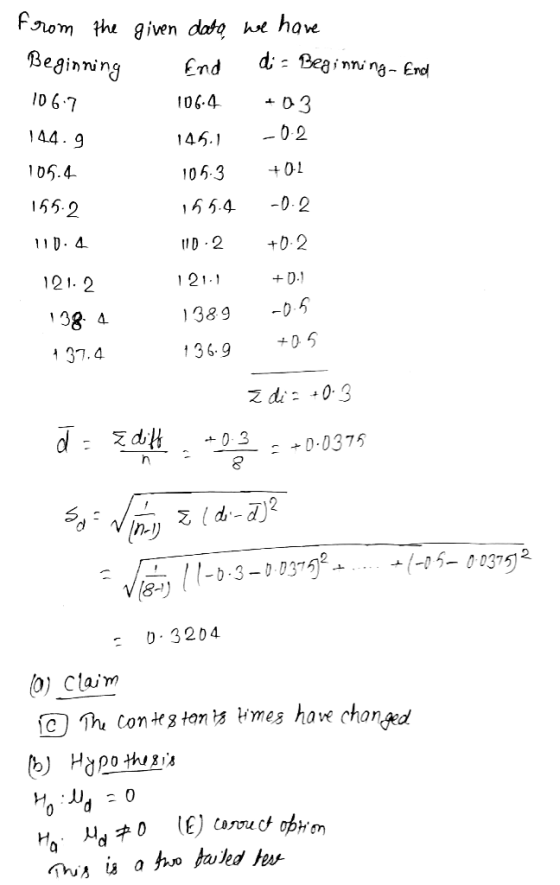 from Beginning 1067 En 144.9 105.4 the given data, we have - End di = Beginning- End 106.4 +03 145.1 -02 105.3 155.4 -0.2 110