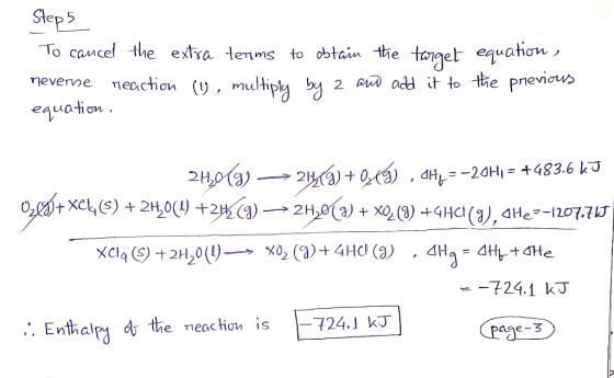 Step 5 To caucel the extra tenms to obtain the toget equahon odd it to the pnevious neaction (, multipty by 2 neverne equatio