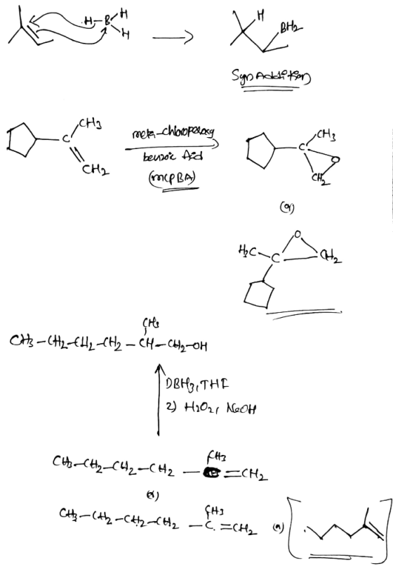 PH Xm Sypadriton meka chooperang beuroi Aid CH2 (mce C) CHE CH3-CH2-CH₂-CH₂ – CH=CH2-OH DBH2 THE 2) H2O2, NOOH CH3-CH2-CH₂-CH