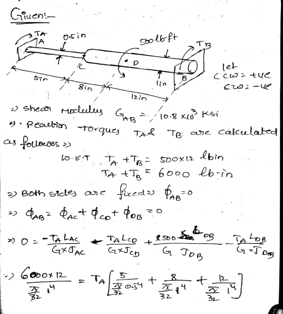 TA А osin 500 lb-ft T K Ic let sin B sin >k Izin G & J DAB Giuens t cow i tue lin cw :-ue :) Shear modules GAB es - Reaction