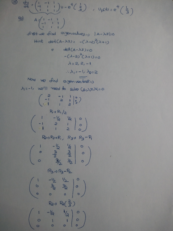 Sol A : Bt we Aind eigenvalue 1A-0 Hint detCA-Az) -CA-2Ca+ aet CA-Ar)-O -CA-23CA+10 eigen vectorsy B1meed fo solve CA- O Now