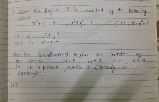 banded by the following [ Given the Region R is lowes get ga =4 , g4 g²-9, plugtel, rugas y ghty 2 and Va phry2 let by then t