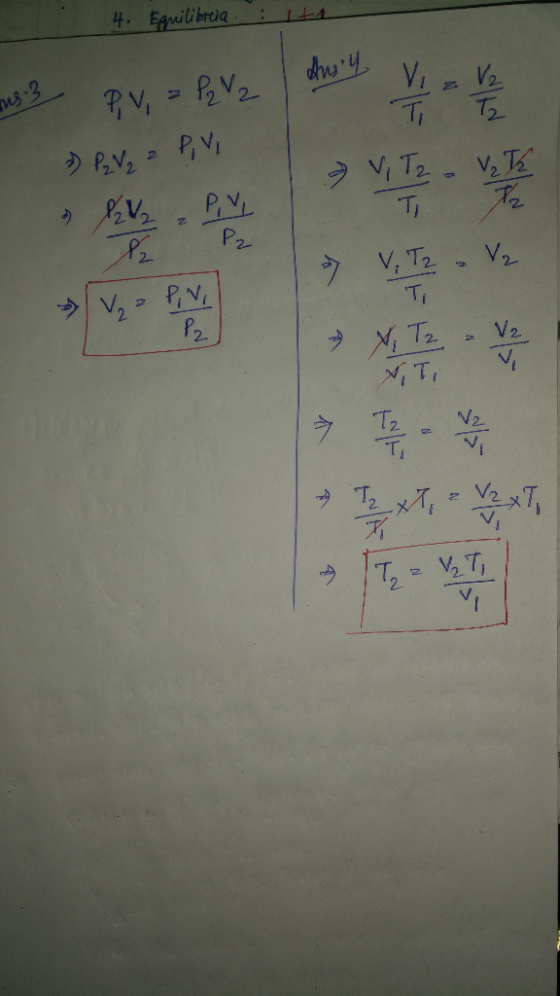 4. Equilibrcia : usz PV = P2 V 2 L 2 PzV₂ 2 P, Vi Vi Tz a veh V Tz V2 sis <