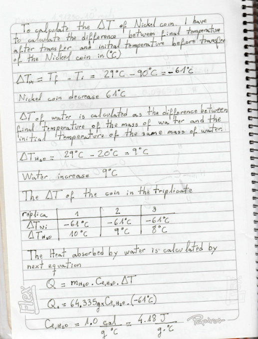 lo calculate the Isulate the AT of Nickel con. I have to calculate the difference between final temperature of the after tran