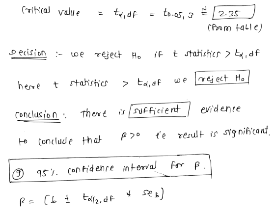 Critical value to, df = to-05, 3 all 2.35 (from table) Decision .!! we reject Ho if t statistics > toidf > ta,df we here t st