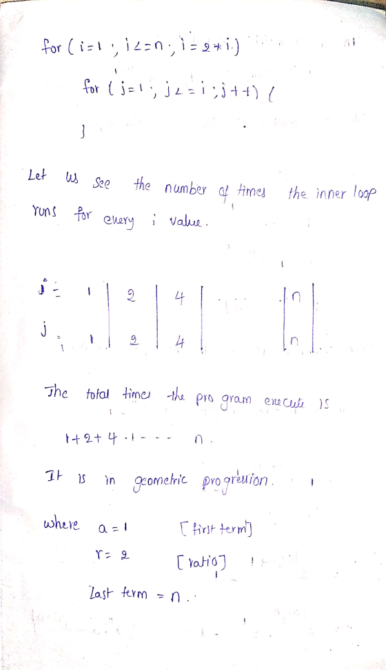 for (ist, icon: = 941.) for (i=1; je i sj++) . Let - . runs us see the number of times for every ; value. the inner loop The