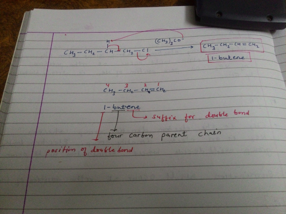 (CH3) (CH₂ - CH₂ - CH = CH2 CH cl CH₂ - CH₂ - CH 11-butene Cr-2- cuzin - butene double bond suffix for I four carton parent p