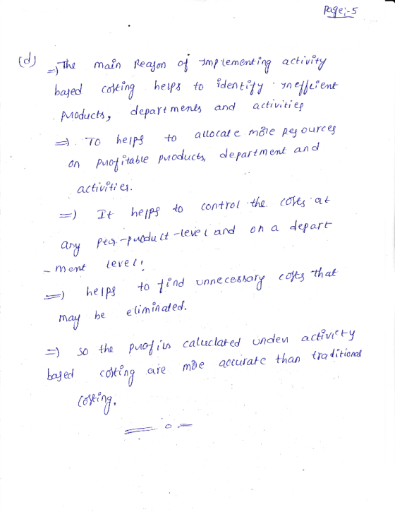 Page- the main Reafon optementing activiy caeing heips to iden ti1 ent bajed! products activitieg depart ments and atlocat e